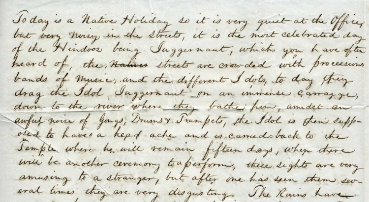 Otis Blake describes Jaggernaut holiday in Calcutta.