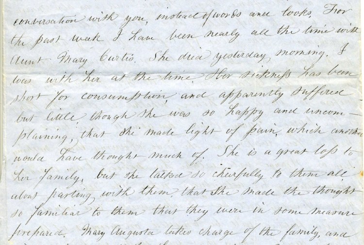 Elizabeth Everett describes the "Good Death" of Aunt Mary Curtis.